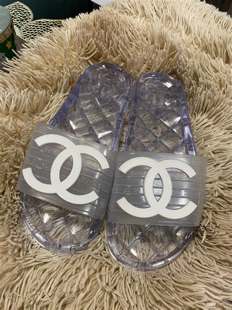 chanel logo slides|chanel clear pool slides.